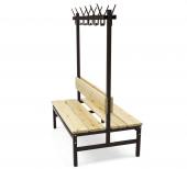 1800 mm Dobbeltsidet bænk med fyrretræ og knagerække - Blika model F